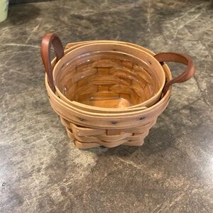 Small Longaberger Woven Basket with Leather Handles